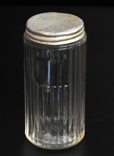 Hoosier cabinet spice Antique Hoosier Cabinet Paneled Glass Pepper Spice Jar with Aluminum Lid — listing 3