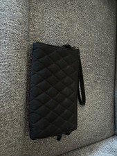 Vera Bradley Black Microfiber Quilted Shoulder Bag with Patent Trim