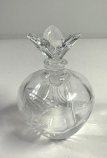 Vintage Hand-Cut Crystal Perfume Bottle with Frosted Floral Stopper — listing 6