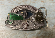 Pennsylvania Railroad (PRR) Keystone Logo Belt Buckle, Brass-Tone with Red Enamel — listing 2