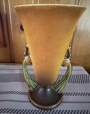 Roseville Pottery Pine Cone Brown Console Planter/Bowl, Shape 457-7