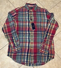 Polo Ralph Lauren Men's Black & Cream Plaid Button-Down Shirt, Size XXL