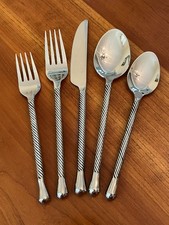 Pier 1 Imports Mid-Century Modern Stainless Flatware Set, 6 Pieces (2 Spoons, 2 Forks, 2 Knives) — listing 2