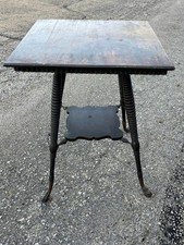 Antique Victorian Two-Tier Spool-Turned Square Parlor Table — listing 4