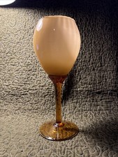 Empoli Italian Art Glass Large Balloon Goblet Vase in Teal/Peacock Blue with Optic Ribbing and Twisted Stem — listing 5