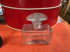 Vintage Square Glass Perfume/Cologne Bottle with Frosted Floral Mushroom Stopper — listing 3