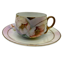 Antique Royal Rudolstadt Prussia Hand-Painted Porcelain Cake Plate with Gilt Handles - Grape & Floral Motif