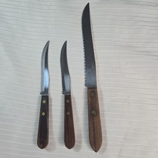 Mixed Lot of 5 Vintage Stainless Steel Dinner Knives, Various Ornate Handle Patterns