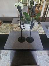 Set of Wrought Iron Twisted-Stem Floor Candlesticks with Star Base — listing 3