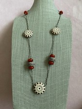 Triple Strand Carnelian & Bone Bead Necklace with Sterling Clasp 16in — listing 5