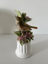 Vintage Hand-Painted Bisque Porcelain Bird Figurine on Floral Branch, Base Music Box Mechanism — listing 3