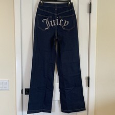 Juicy Couture Rhinestone Wide-Leg Denim Jeans