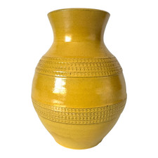 Vintage Yellow Glazed Ceramic Handled Serving Bowl with Scalloped Rim — listing 3