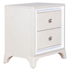 Silver Metallic Glam 3-Drawer Nightstand with Bun Feet — listing 4