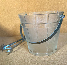 Frosted Glass Ice Bucket / Wine Chiller with Clear Square-and-Dot Motif — listing 6