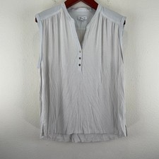Calvin Klein Multi-Colored Geometric Print Sleeveless Pleated Neck Top, Size Medium — listing 6