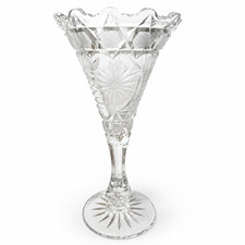 Cut Crystal Trumpet-Form Footed Bud/Flower Vase with Diamond and Fluted Cutting — listing 4