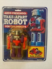 1984 ARCO Preschool Take-Apart Robot No. 7028 (Gold/Red), Sealed on Card