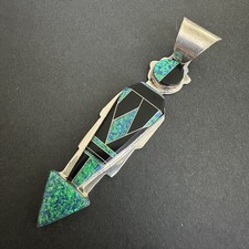 Native American Zuni Sterling Silver Multi-Stone Inlay Pendant with Sunburst Motif — listing 5