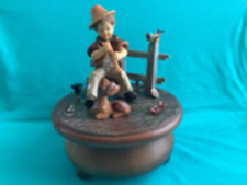 ANRI Hand-Carved Wood Girl Playing Balalaika Music Box - Thorens 'Lara's Theme' Movement — listing 6