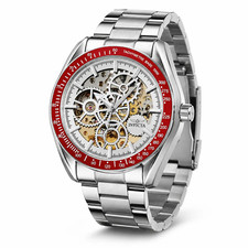 Black-Tone Skeleton Automatic Wristwatch with Gold Movement and Tachymeter Bezel — listing 2