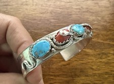 Effie Calavaza Zuni Sterling Silver & Turquoise Snake Row Cuff Bracelet — listing 3
