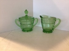 Green Uranium Depression Glass Creamer, Doric Pattern — listing 4