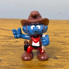 Cowboy Smurf PVC Figurine with Brown Hat, Red Bandana & Boots