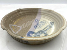 Studio Pottery Hand-Thrown Stoneware Pie Dish with Fluted Rim and Blue Brushwork — listing 2