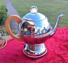 Art Deco Chrome Coffee Urn / Percolator with Red Bakelite Handles and Spigot Trim — listing 3