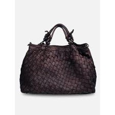 Woven Black & White Faux Leather Kiss-Lock Hobo Handbag with Rhinestone Ring Accents — listing 2