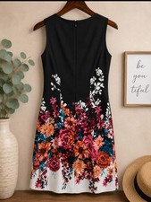 AGB Dress Sleeveless Sheath Dress with Orange & Tan Polka Dot Print, Size 12 — listing 2