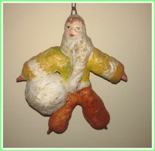 Vintage Spun Cotton & Chenille Snowman Figure with Candy Canes on Plaster Base — listing 5