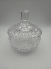 Vintage Cut Crystal Square Bonbon Dish with Floral & Fern Wheel-Cut Design, 5.75" — listing 3