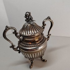 Vintage Silverplate Footed Sugar Bowl with Lid and Twin Handles — listing 2