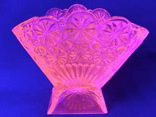 Vintage Uranium Glass 8-Inch Swung Bud Vase, Green Vaseline Glass — listing 2