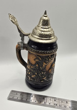 Vintage Gerz Lidded Ceramic Beer Stein with Relief Musicians & Pewter Lid, West Germany — listing 5