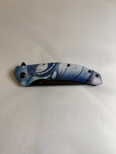 Black Widow Blades Spring-Assisted Folding Pocket Knife with Blue/Pink Marbled Handle