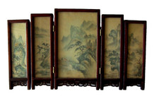 Vintage Chinese Four-Panel Silk Byobu Folding Screen with Peonies, Birds & Butterflies — listing 2