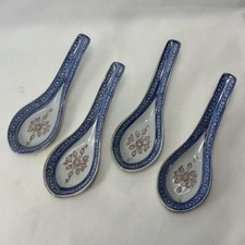Pair of Antique Chinese Blue & White Porcelain Soup Spoons with Pagoda Landscape — listing 6