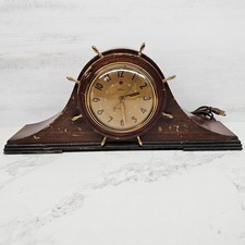 Vintage Electric Tambour Mantel Clock, Napoleon Hat Style, Walnut Case — listing 5