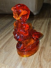 Girl with Two Geese Amberina Red Glass Figurine, 8 inches — listing 3