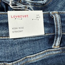 Vervet Los Angeles High-Rise Straight Leg Jeans with Distressing and Raw Hem 27 — listing 4