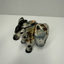Vintage Ceramic Green Donkey with Saddle Baskets Salt and Pepper Shaker Set — listing 2
