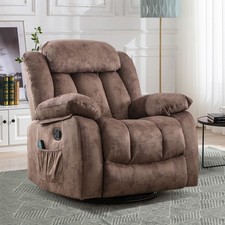 Brown Chenille Upholstered Rocker Recliner Chair with Rolled Arms — listing 3