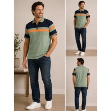 Asher & Jones London Men's Quarter-Zip Pique Pullover, Size Small, Teal