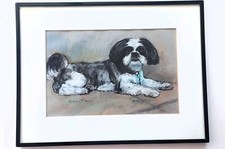 Original Charcoal/Graphite Drawing of a Terrier Dog, Titled "Man's Best Friend", Signed C. Wilson — listing 4