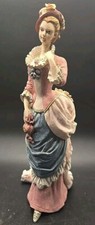 Handmade Ceramic Elongated Elegant Lady Figurine in Green Dress and Wide-Brim Hat — listing 4