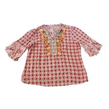 Floral Print Boho Blouse with Crochet Lace Trim It's a known brand - I'll read the label — listing 3