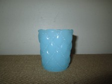 Blue Opalescent Beaded Drape Pattern Footed Toothpick Holder / Miniature Vase with Ring Stem — listing 3